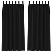 Tende Oscuranti | Tende Blackout con Anelli 2 pz Nero 260 x 140 cm Poliestere