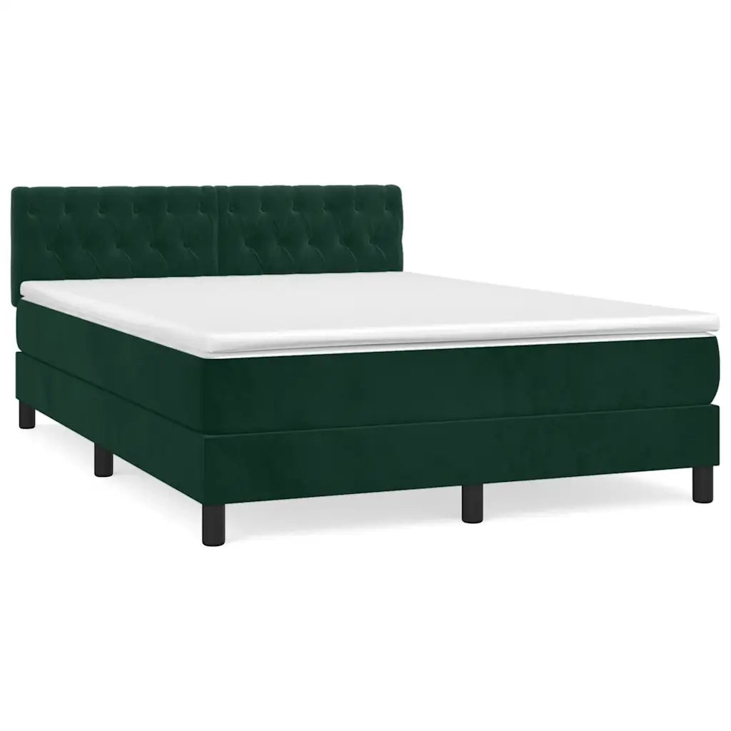 Giroletto a Molle con Materasso Verde Scuro 140x190 cm Vellutocod mxl 75662