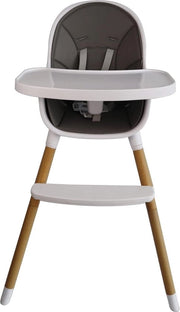 Sedile a due in 1 in legno con tavolo per bambini - seggiolone combi alta - cinturino a 5 punti - sostegno per gambe - cuscino in PU pelle - fino a 30 kg