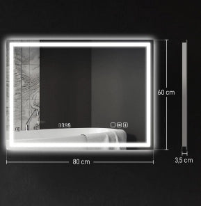 Specchio da bagno LED Bluetooth con orologio digitale e antiappannamento