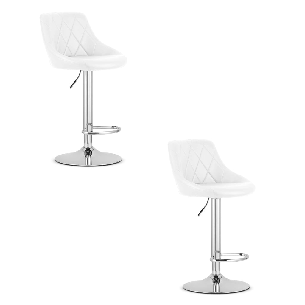 Sgabello girevole VALORA DAKA - Ecopelle bianca/Base cromata x 2