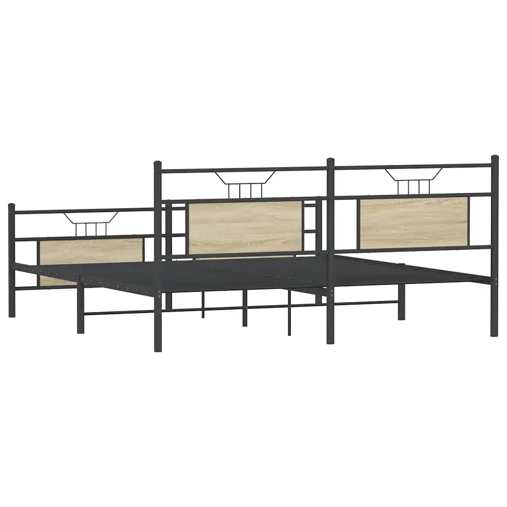 Letto matrimoniale | Letto per adulti | Giroletto senza Materaso in Metallo Rovere Sonoma 180x200 cm