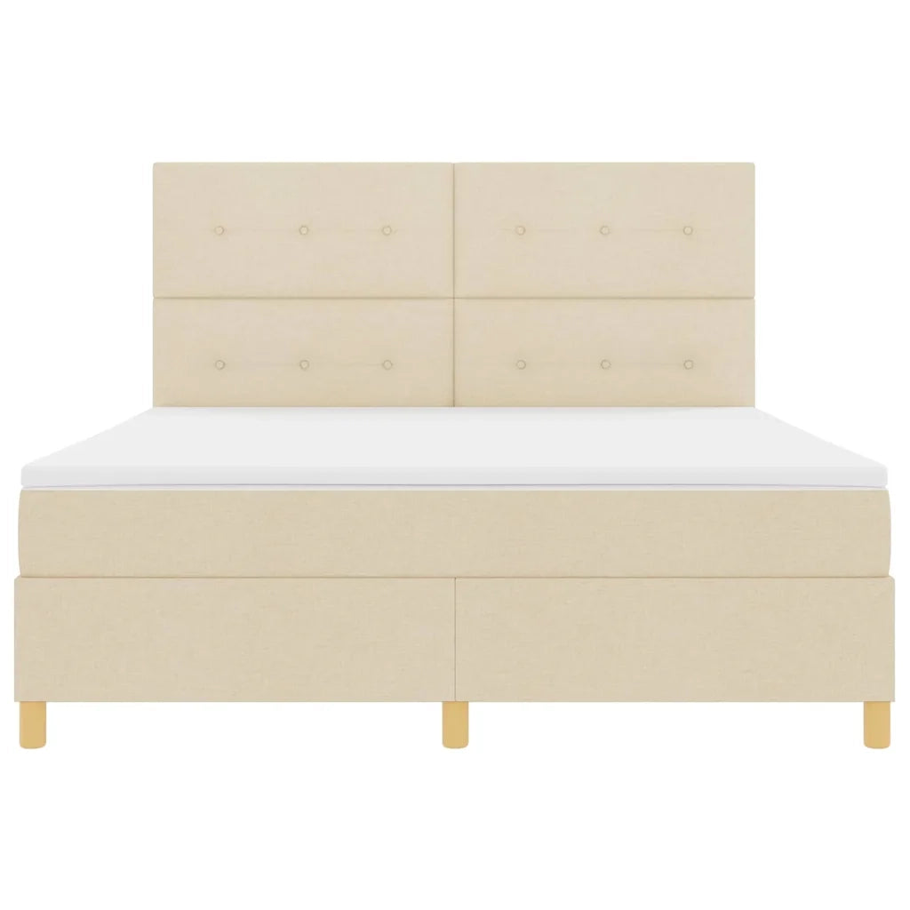 Letto a molle con materasso Crema 180 x 200 cm Tessuto 3339642