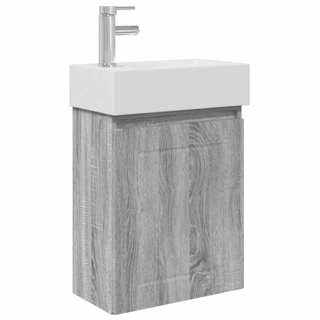 Mobile bagno con rubinetto Sonoma grigio 45,5 x 25,5 x 84 cm