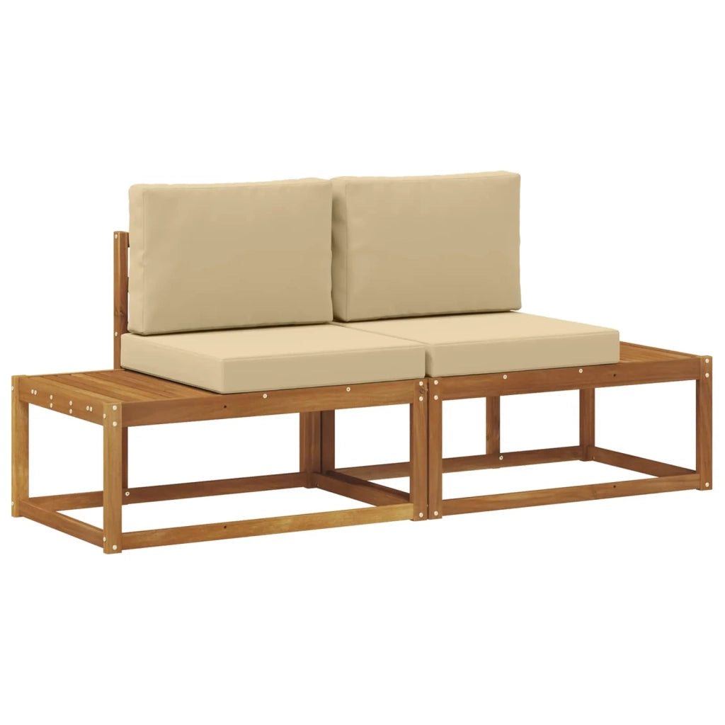 Divano da Esterno con cuscino-Divano da Giardino 2 Pezzo Naturale e Beige