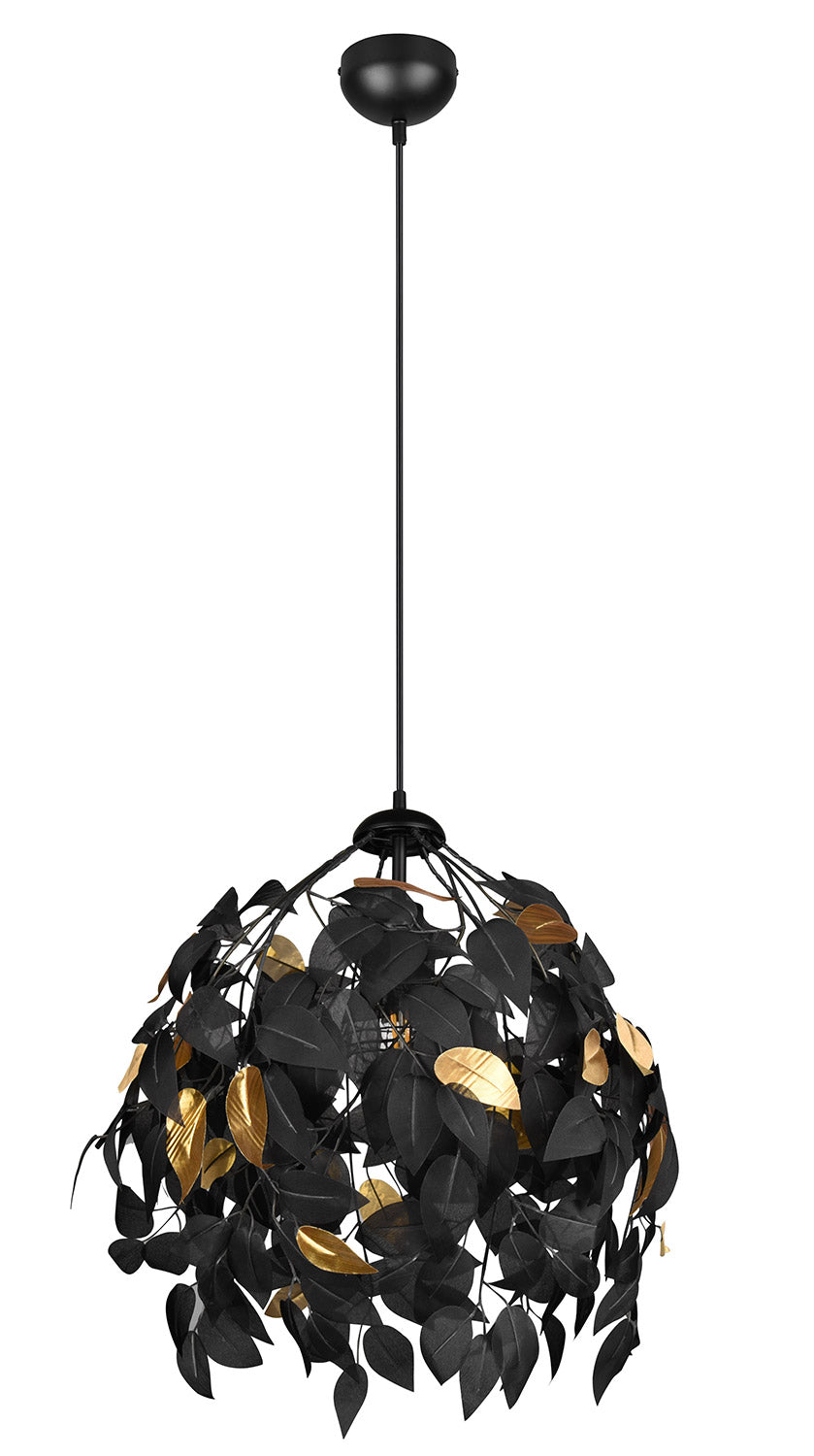 Lampada a Sospensione da Interno Attacco E27 in Metallo Nero Opaco