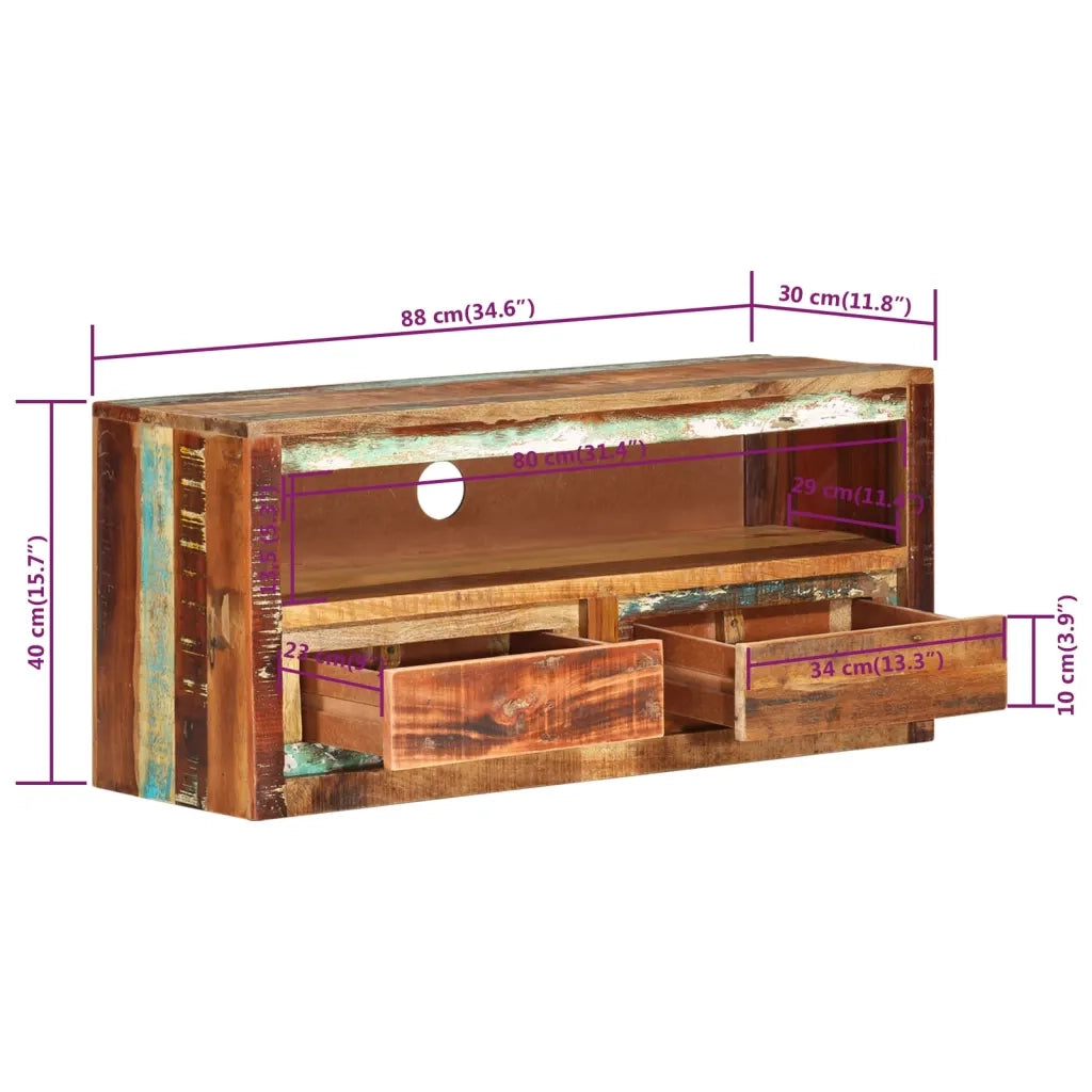 Mobili Porta TV 2pz 88x30x40 cm in Legno Massello di Recupero cod mxl 64251