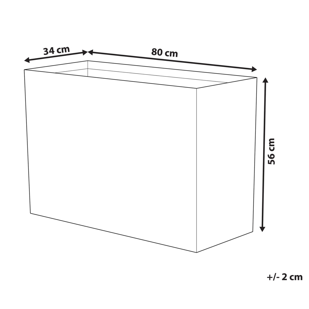 Vaso per piante in pietra marrone 56 x 80 x 56 cm Fioriera rettangolare per interni ed esterni
