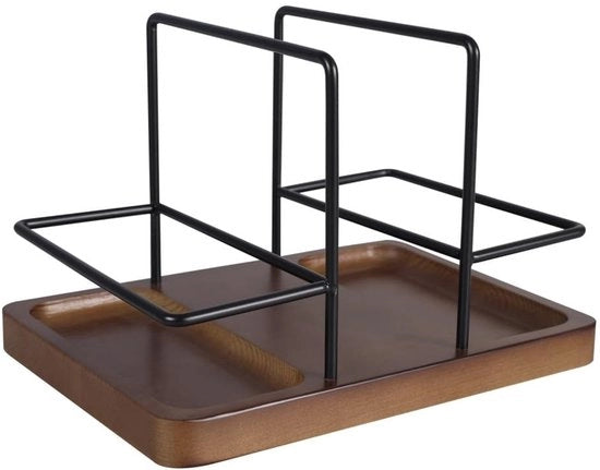 Supporto asciugamani 360 gradi girevole - Ospitante tovagliette - In legno massello - In acciaio inossidabile - Per cucina/ristorante - Progetto elegante - Supporto tovagliette