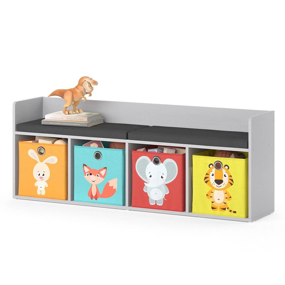 Vicco Scaffale per bambini Bianco 142.4 x 53.4 cm 4 scomparti, con cassette pieghevoli colorate