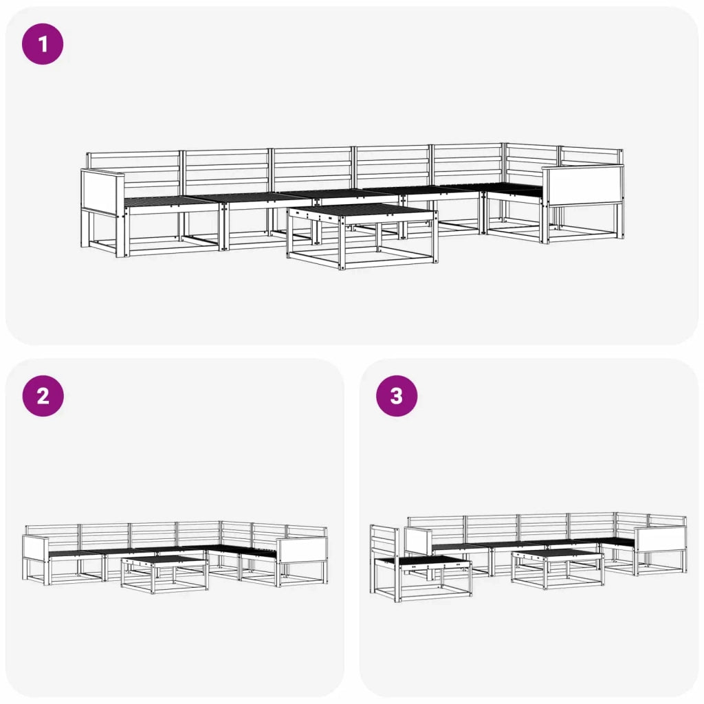 Set di divani da esterno 7 pcs Naturale