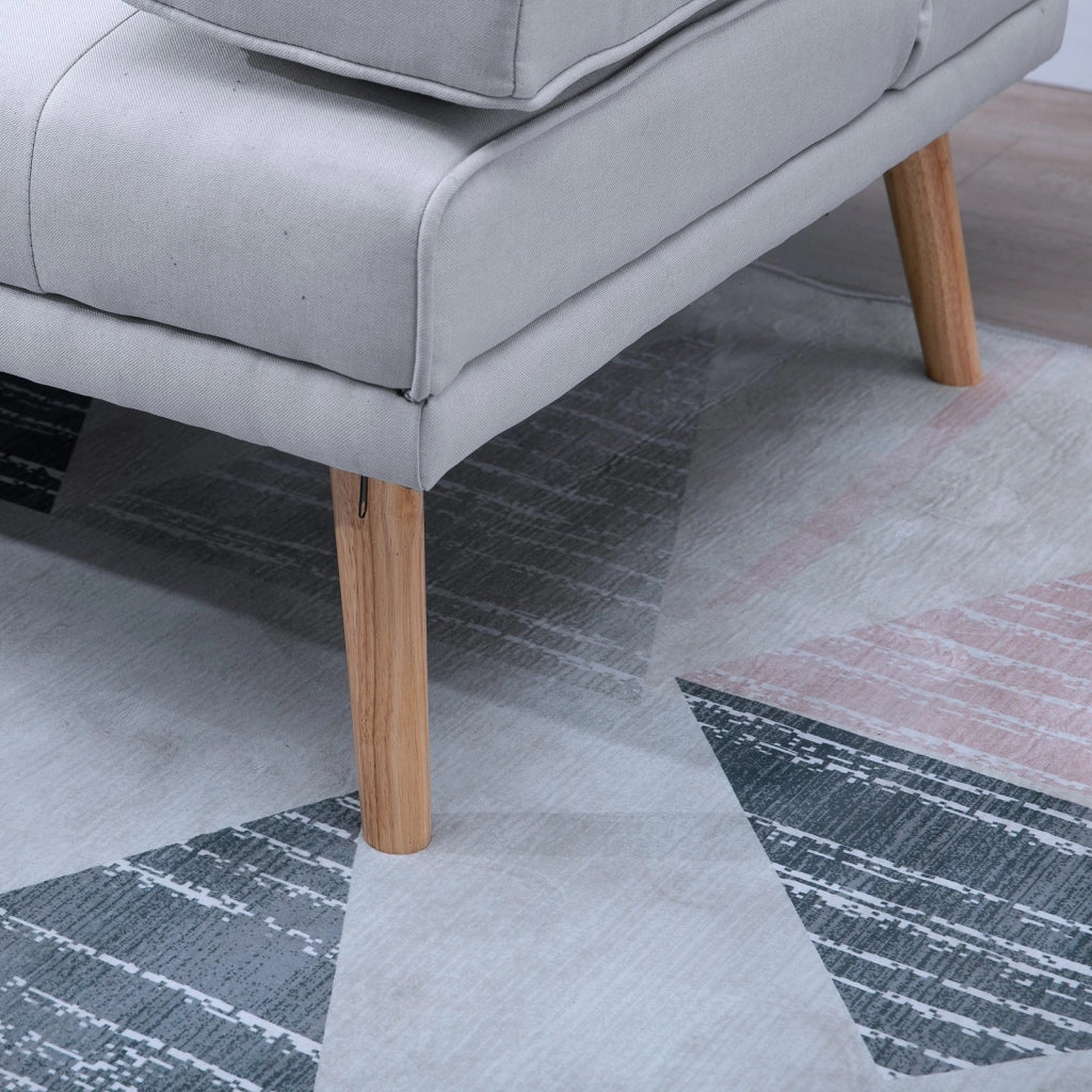 EasyComfort Divano Letto 3 Posti Stile Scandinavo Reclinabile con Tavolino a Ribalta, 181x77x88 cm, Grigio
