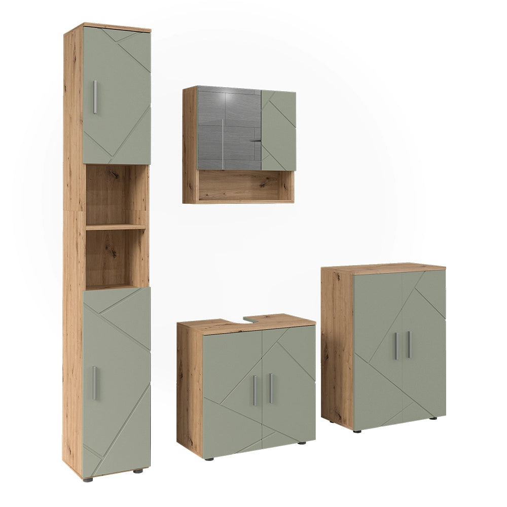 Vicco Set di mobili da bagno Verde salvia 4 parti