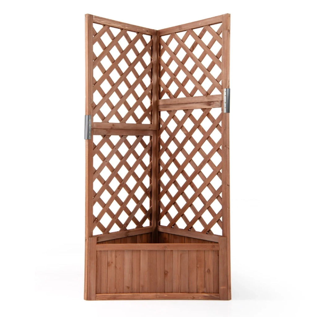 Fioriera da giardino rialzata in legno forma triangolare 55 x 55 x 140 cm ampia superficie di coltura e supporto decorativo in legno di abete marrone 20_0018936