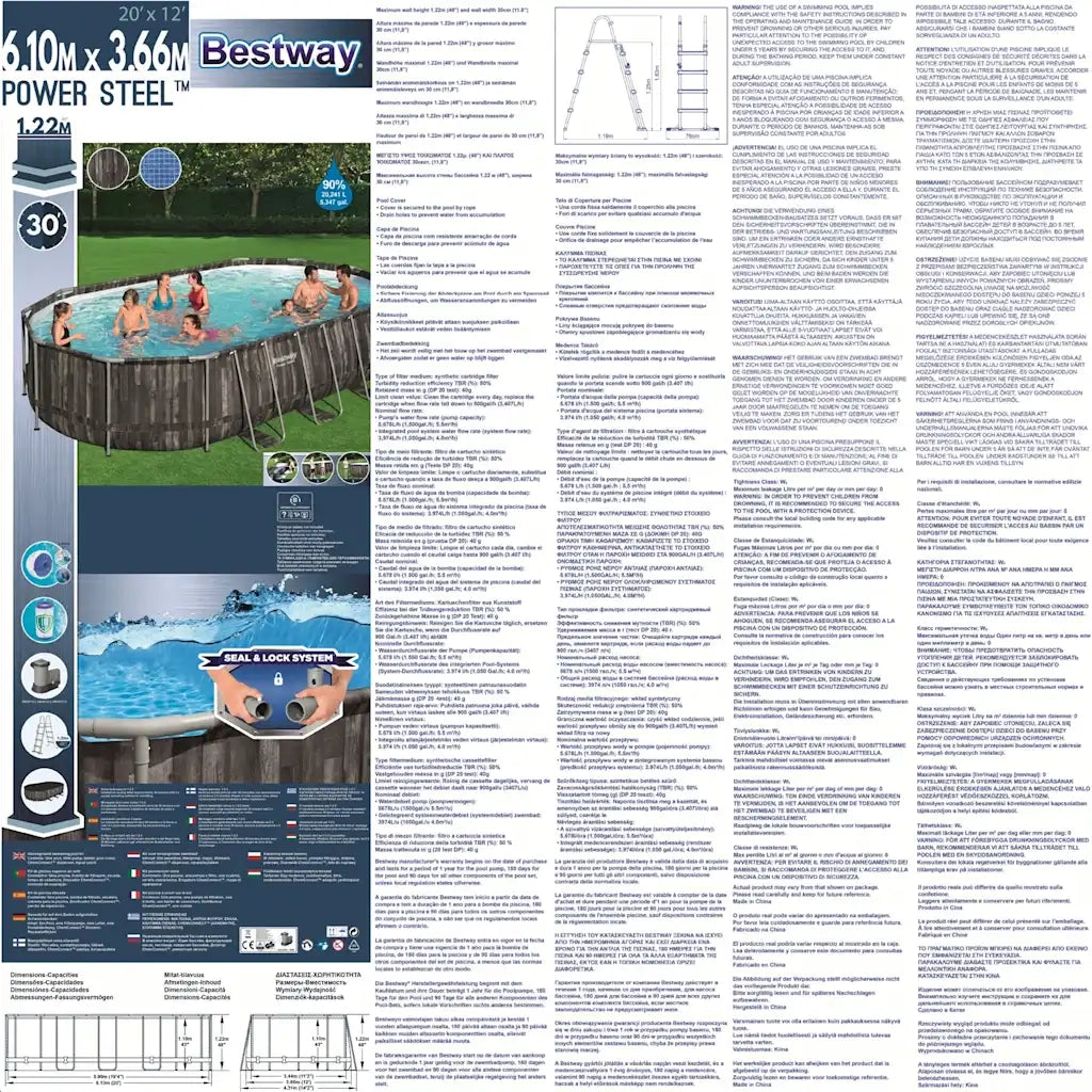 Bestway Set Piscina Ovale Power Steel 488x305x107 cm 92860