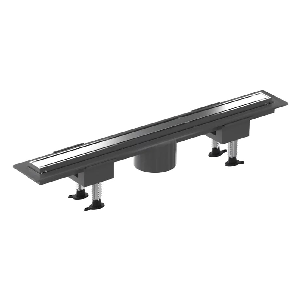 Canalina doccia 60 cm in alluminio reversibile scarico centrale, sifone e piletta inclusi