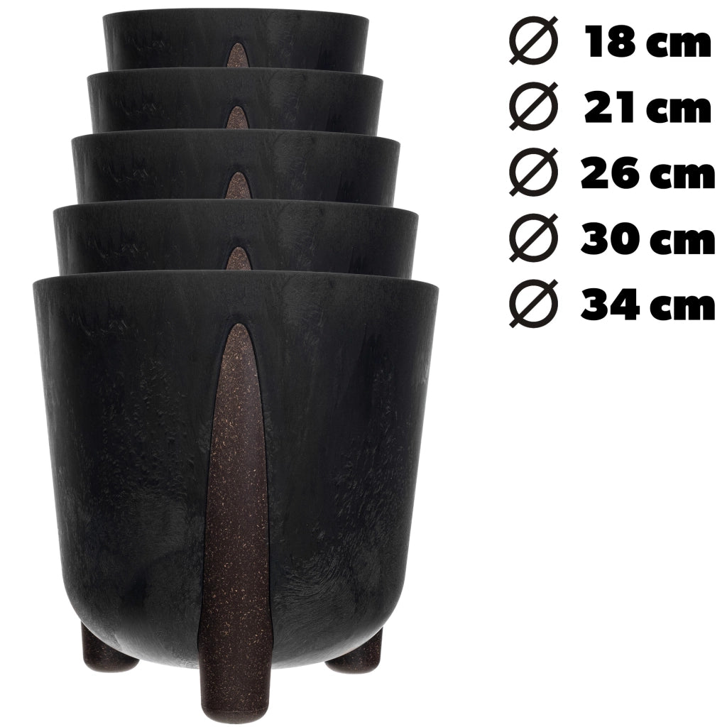 Vaso da fiori KADAX, coprivaso, fiori su gambe, con inserto, supporto per fiori, nero, 30 cm