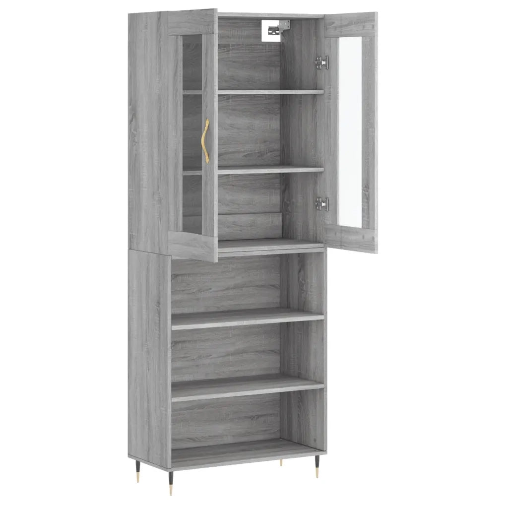 Credenza Grigio Sonoma 69,5x34x180 cm in Legno Multistrato 3198711