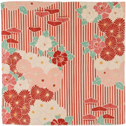 Furoshiki wikkeldoek piccolo 50 cm (fiori rossi retro), realizzato in Giappone, 100% cotone, borsa per bento giapponese, bandana giapponese