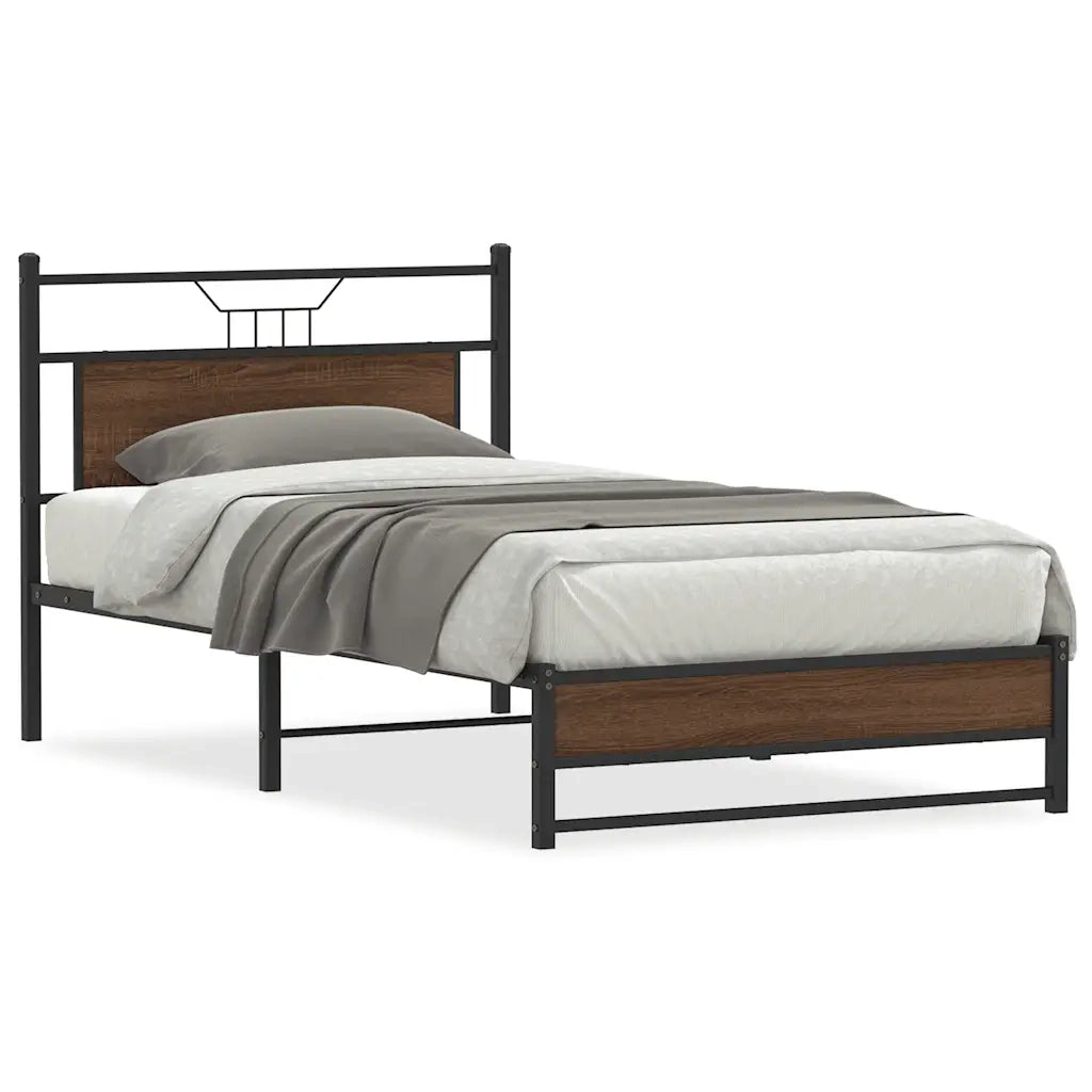 Letto singolo | Letto per adulti | Giroletto senza Materasso Rovere Marrone 107x203 cm Truciolato