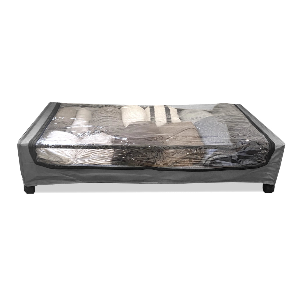 Organizzatore sottoletto Square – Con ruote e coperchio trasparente – Pieghevole per vestiti e scarpe – Nyana Home