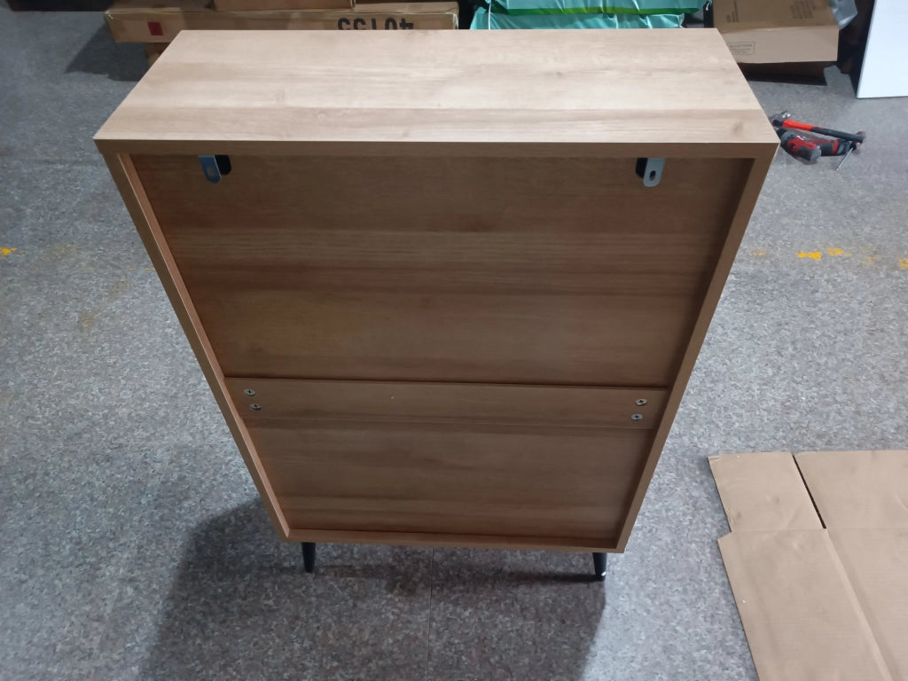 Scarpiera con 2 vani a ribalta e ripiani regolabili, effetto legno naturale, per ingresso e corridoio, rovere