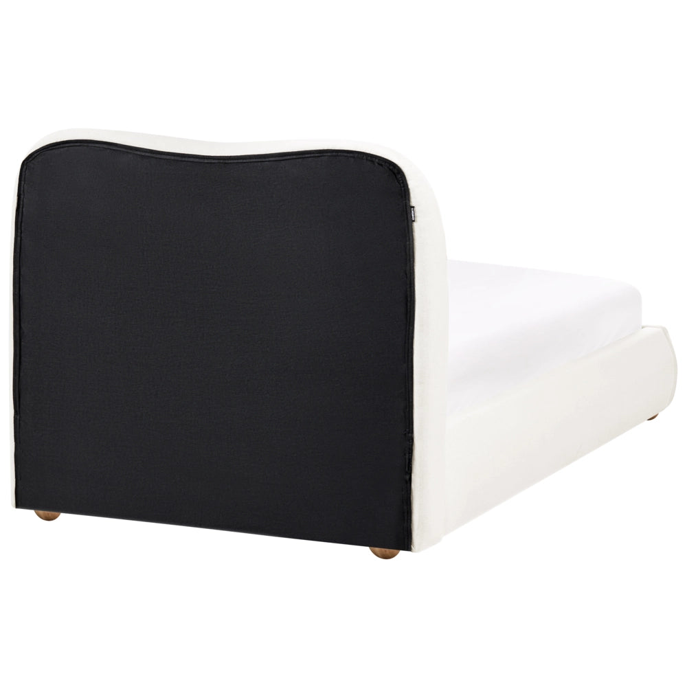 Letto con contenitore in tessuto bianco sporco 90 x 200 cm design moderno e minimalista