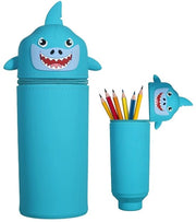 Etui 2 in 1 di silicone morbido con chiusura a zip. Contenitore in piedi e contenitore con disegno di animali. Etui pratica per studenti e adolescenti.