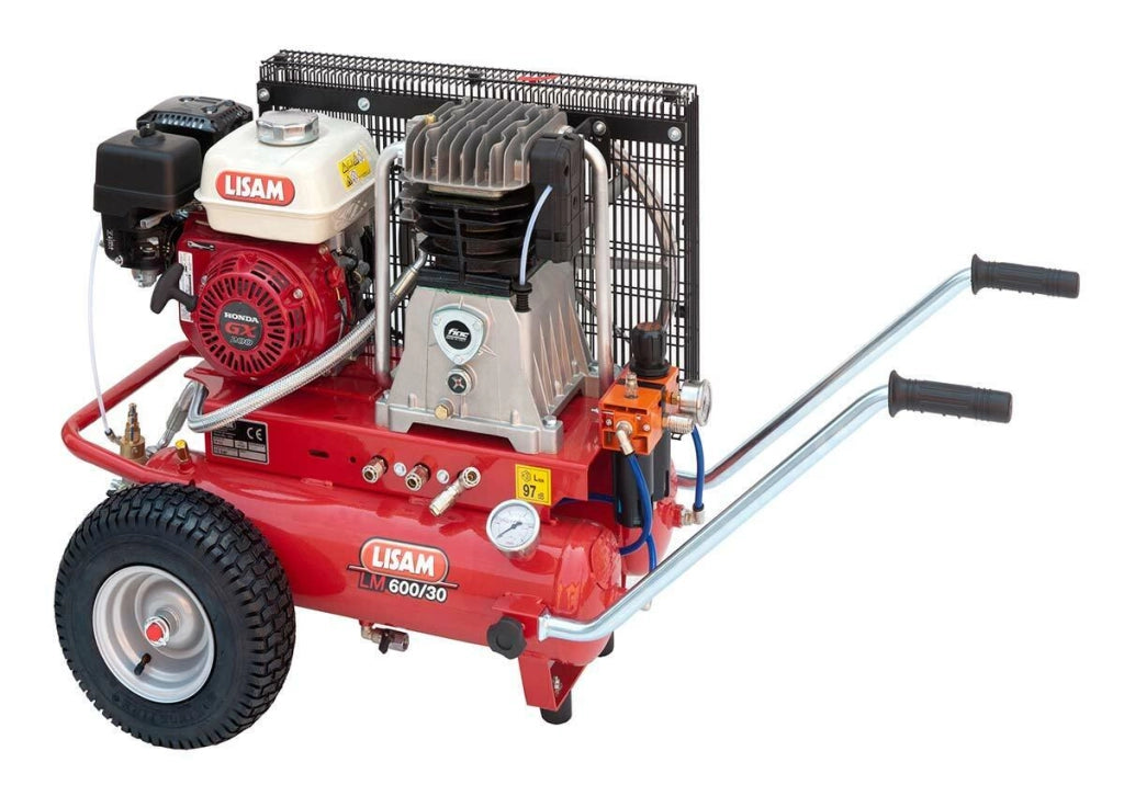 Motocompressore Lisam LM 600/30 con motore a scoppio Honda da 6,5 Hp 600 lt/min