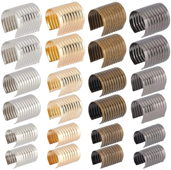 Fasciature in pelle - Clip per cinghie - Chiusure a crimp metalliche - 200 pezzi - 4 colori - Adatti per bracciali - Antico e moderno