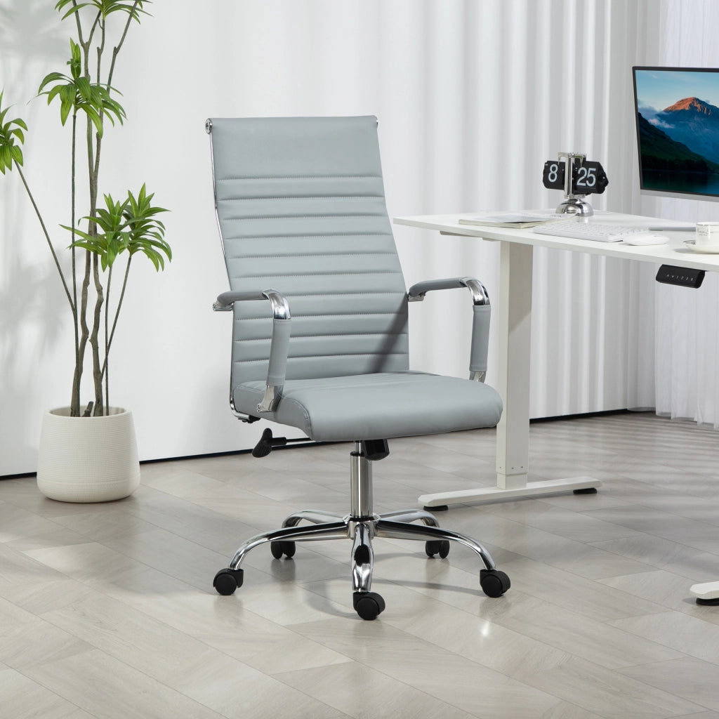 Sedia da Ufficio Girevole con Schienale Alto Regolabile in Altezza ¨C zephmum ¨C Grigio Chiaro