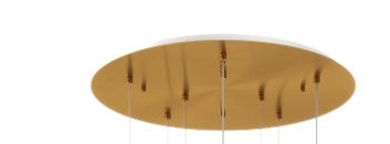 SOSPENSIONE OTTONE SATINATO 8 LUCI TONDA VETRI PICCOLI AMBRA 1191OS-S8 TP-AM