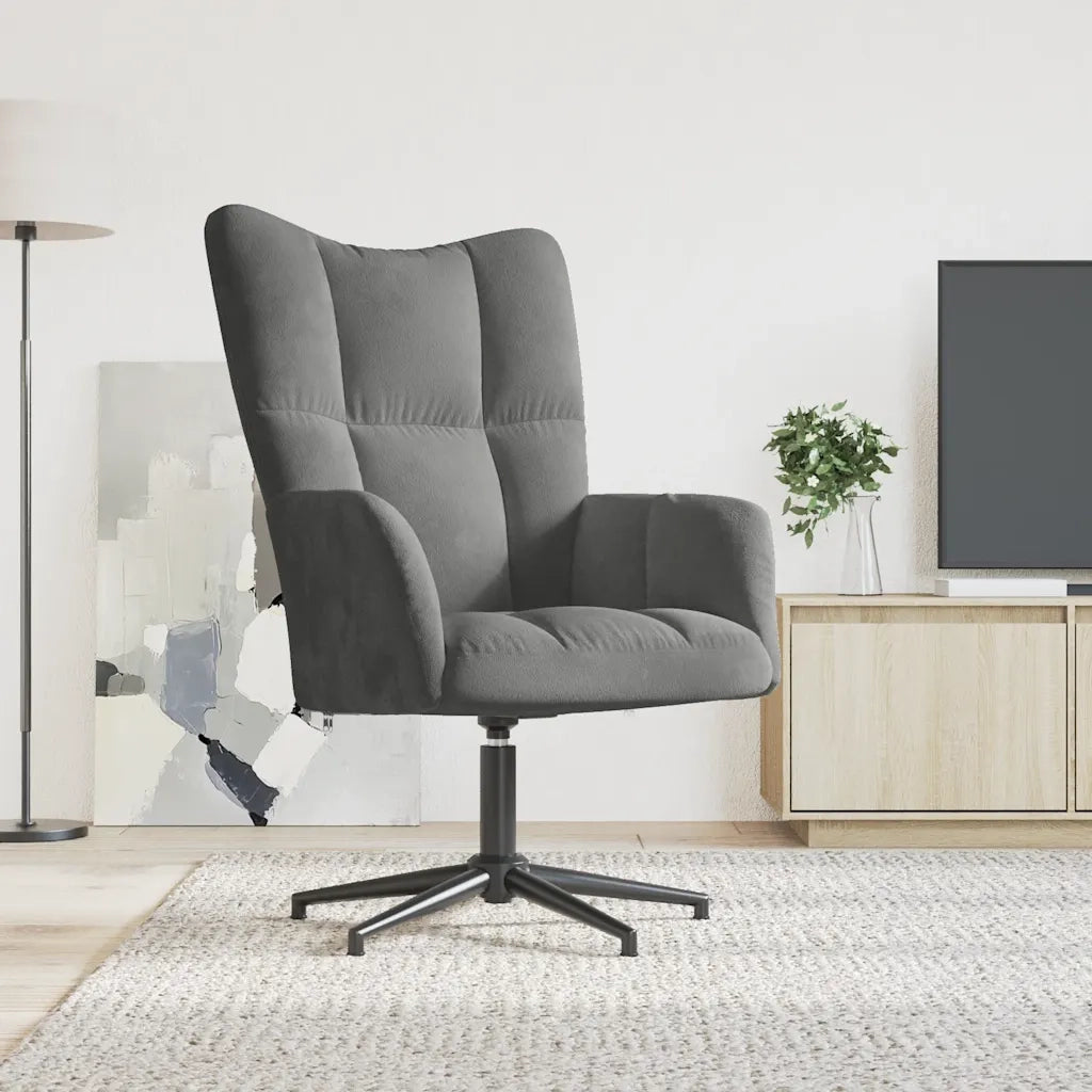 Poltrona | Sedia Relax Grigio Scuro in Velluto