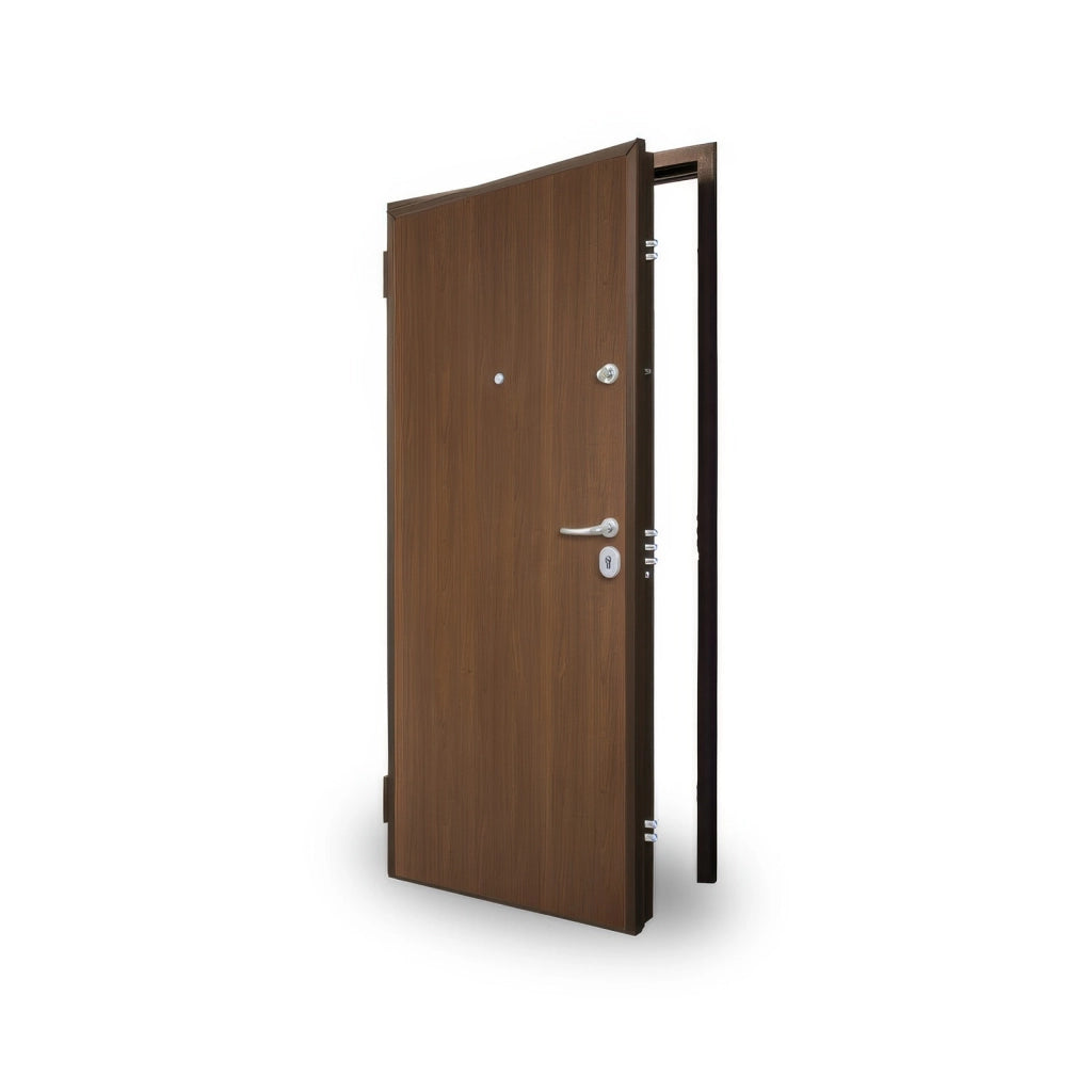 Porta Blindata Classe 3 Noce Medio 80 x 210 cm Apertura Destra con Controtelaio Blindo