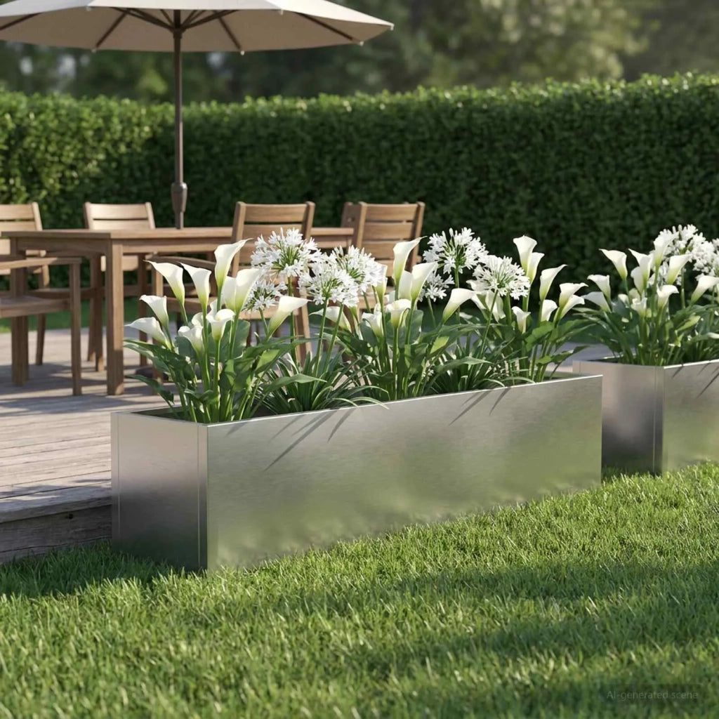 Vaso da giardino Argento 100 x 20 x 20 cm Acciaio Inox 8005184