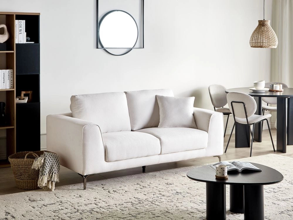 Divano Tessuto Bianco 2 Posti Confortevole Soggiorno Moderno Retro