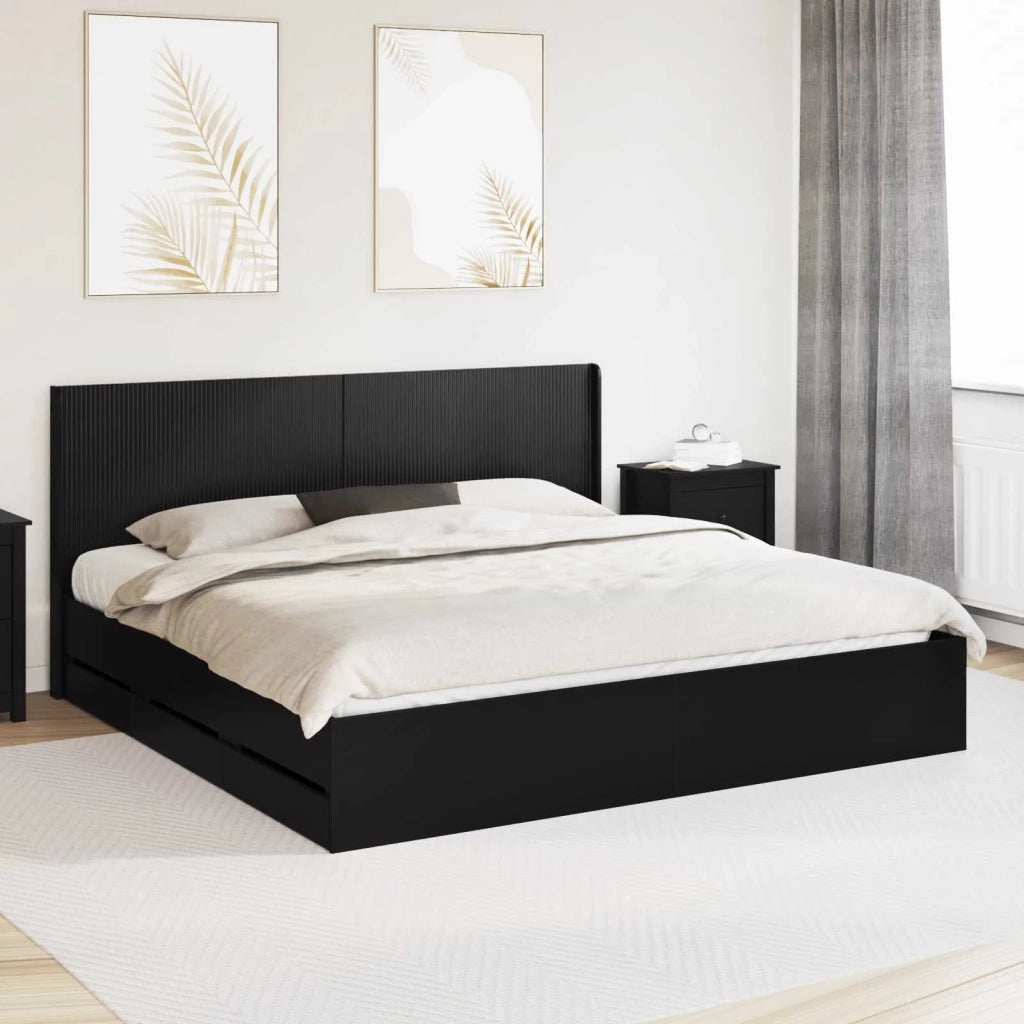 Struttura del letto con stoccaggio e testata Nero 180 x 200 cm 3413924