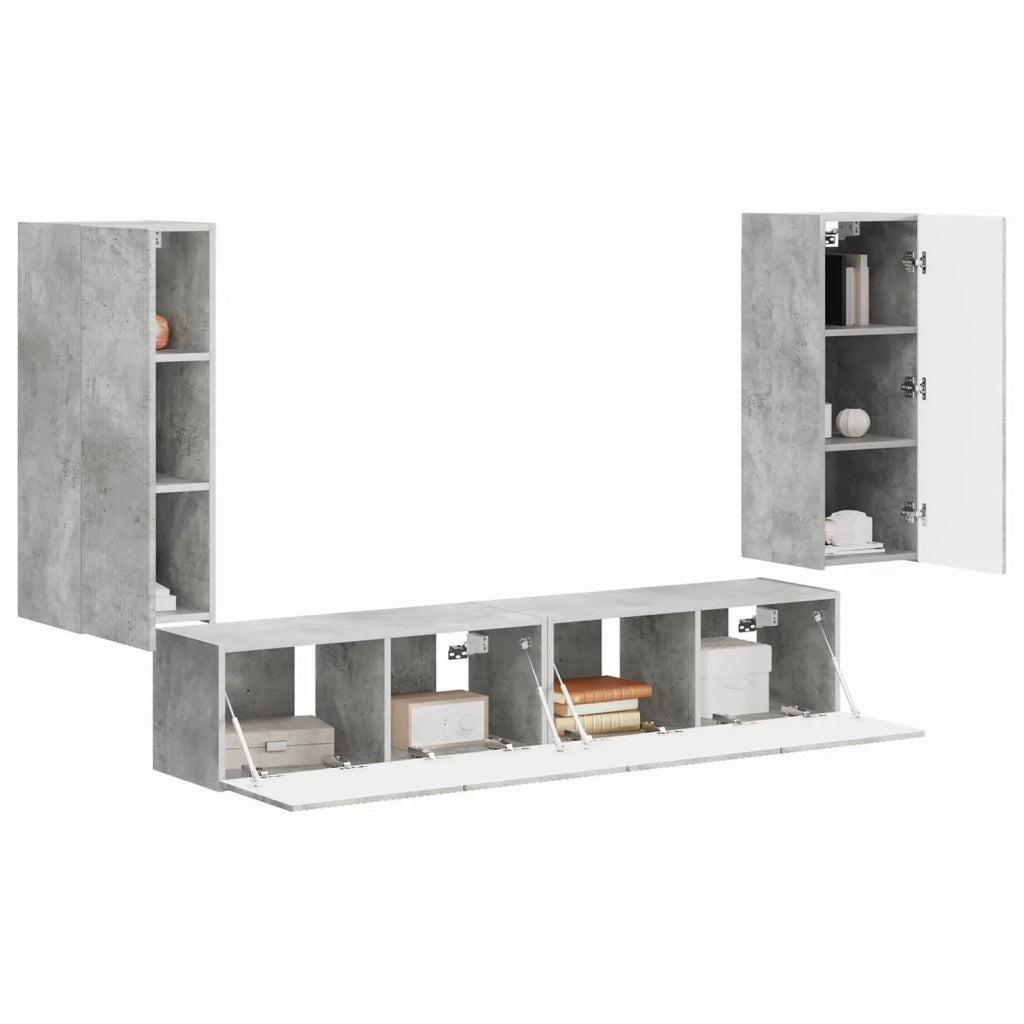 Set di Mobiletto da TV a Parete 4 pcs Grigio cemento