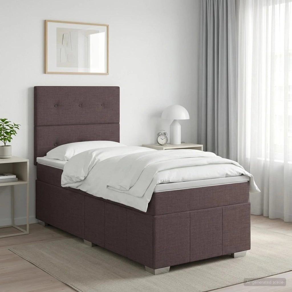 Letto box spring con materasso Marrone Scuro 100 x 200 cm 3454074