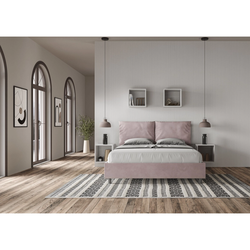 Letto imbottito Matrimoniale 160x210 cm Antea - Senza rete,Glicine,Microfibra