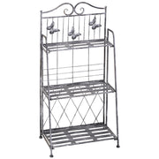 Scaffale Fioriera 3 Ripiani Pieghevole da Giardino Balcone Argento