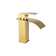 Trade Shop - Rubinetto Oro Da Bagno Design Moderno A Cascata Miscelatore Monocomando Dorato -