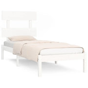 Letto singolo | Letto per adulti | Giroletto Bianco in Legno Massello 90x190 cm Single