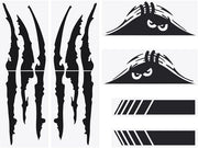 Etichette Auto Sticker con Orecchie - Riflettenti - Nero - Decorazione per Auto e Specchietti - 6 Pezzi