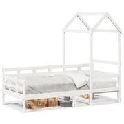 Letto singolo | Letto per adulti | Dormeuse con Tetto 80x200 cm Bianco in Legno Massello di Pino