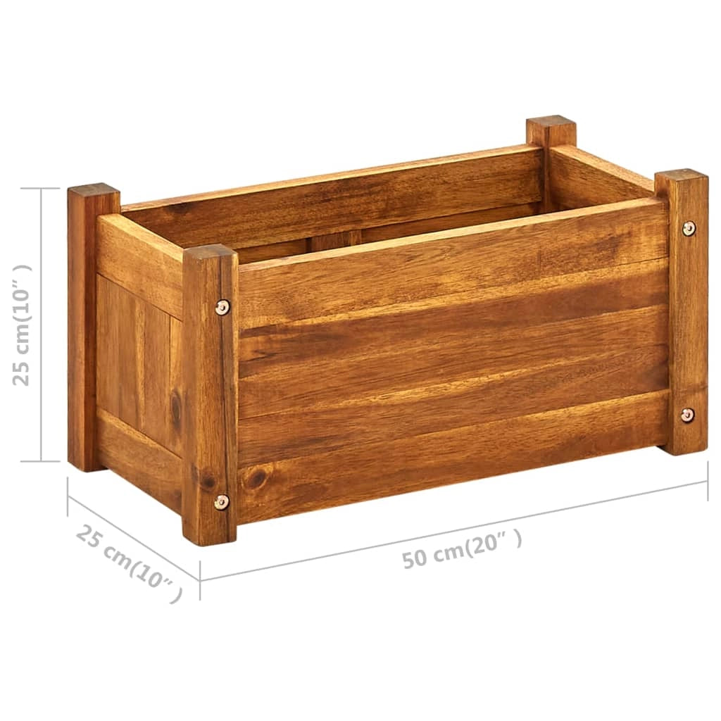 Fioriera rialzata per piante e fiori giardino 50 x 25 x 25 cm legno di acacia 02_0001189