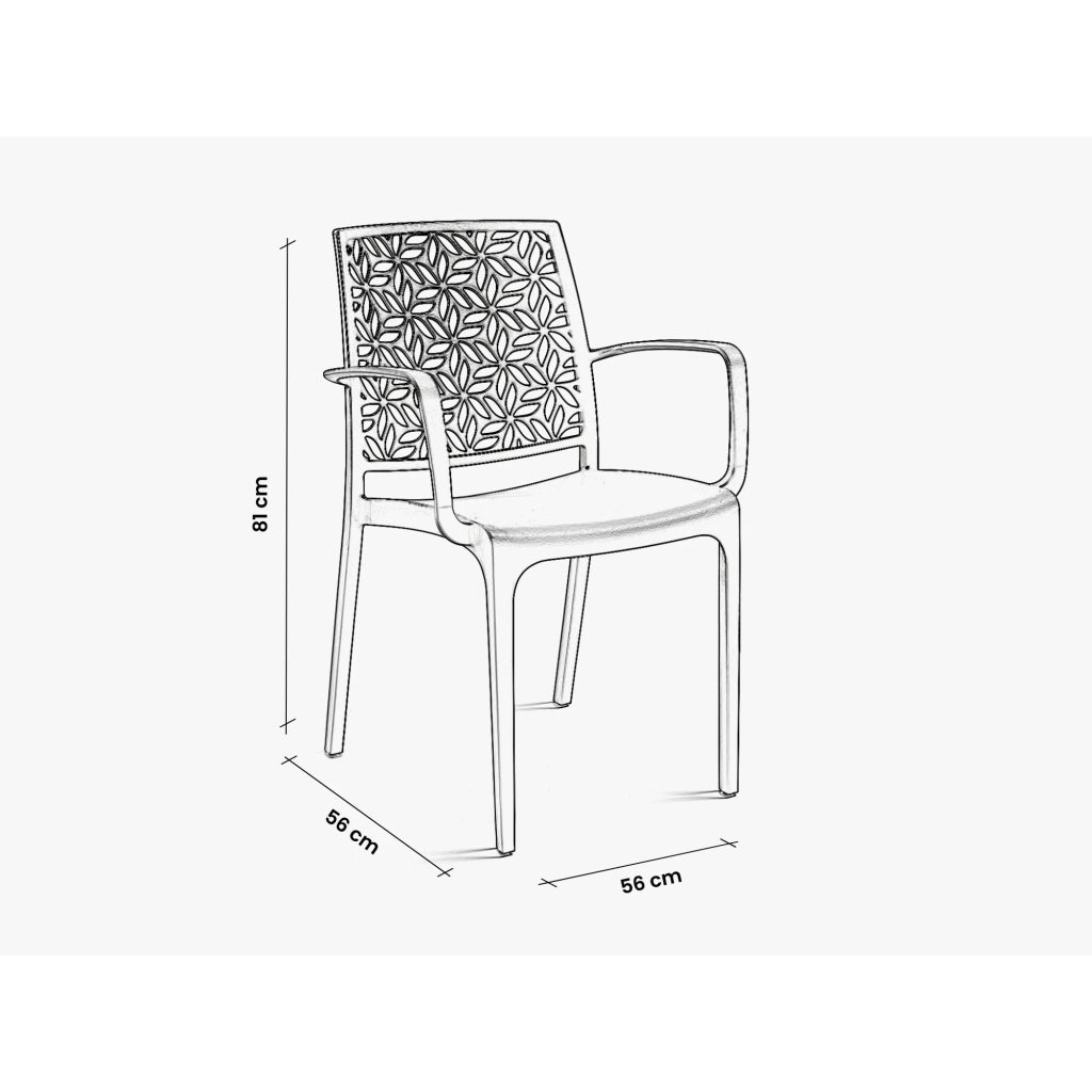 SEDIA NINFA 56X56XH81CM BIANCA CON BRACCIOLI.