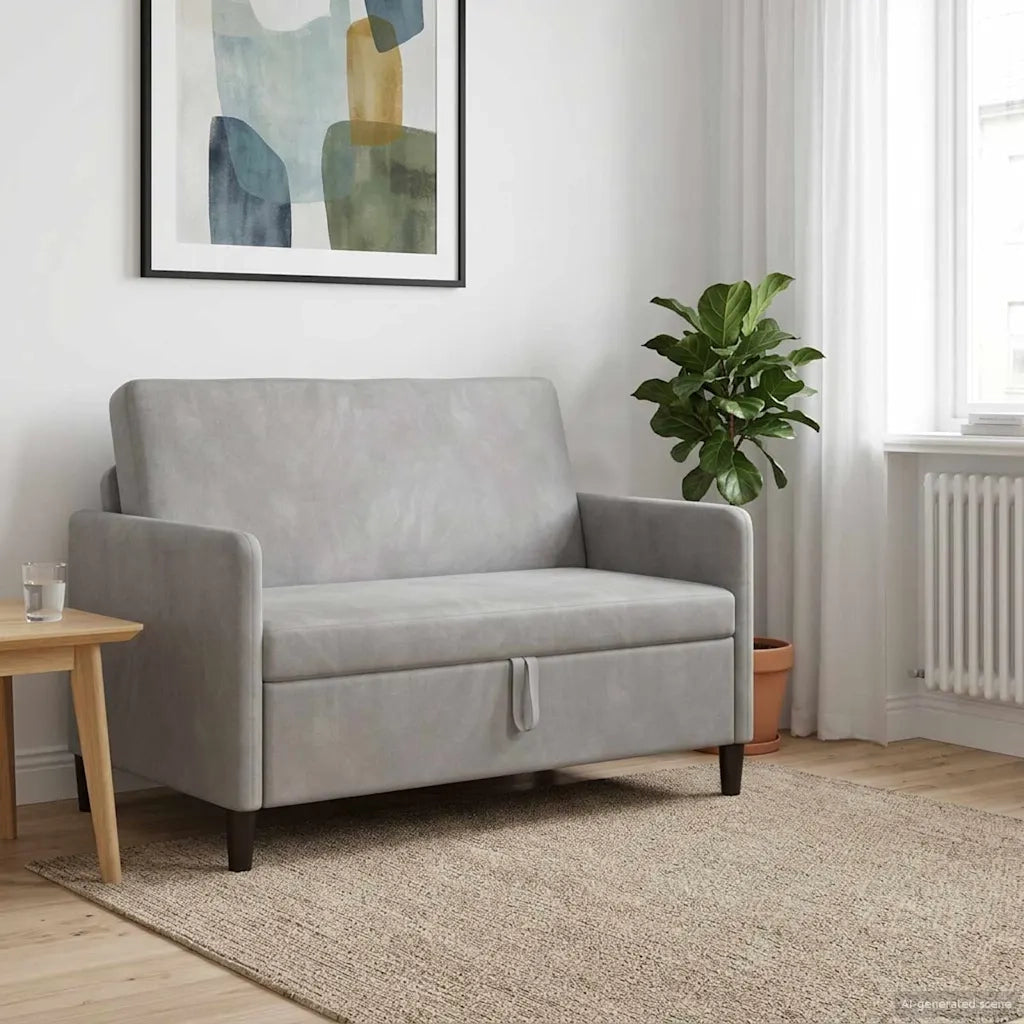 Divano con Storage Grigio Chiaro 122 x 78 x 87 cm Poliestere 42036905
