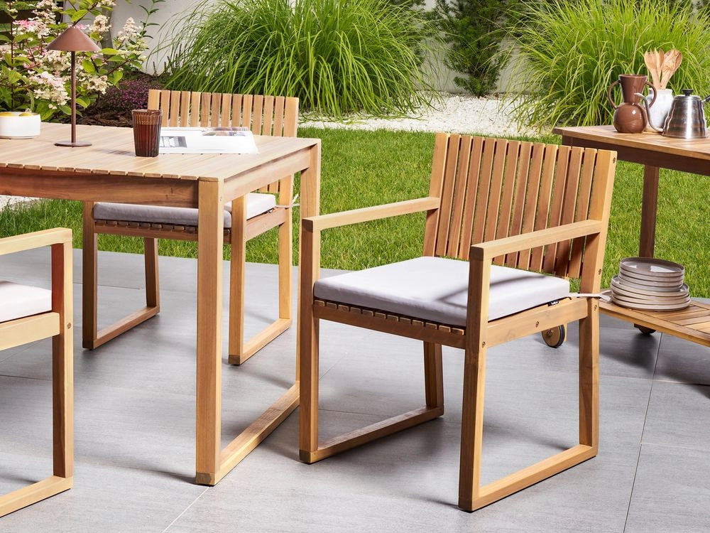 Cuscino per sedia da giardino in tessuto poliestere grigio chiaro resistente raggi raggi UV