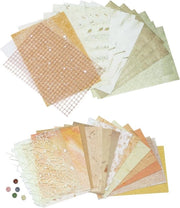 Set di 46 fogli di carta per scrapbook strutturata, reticolo, accessori per junk journal, cartone boho, materiali per scrapbooking estetici - Grande varietà per attività di creatività
